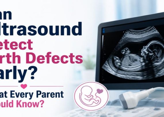 Ultrasound monitor showing how ultrasound detect birth defects early in pregnancy